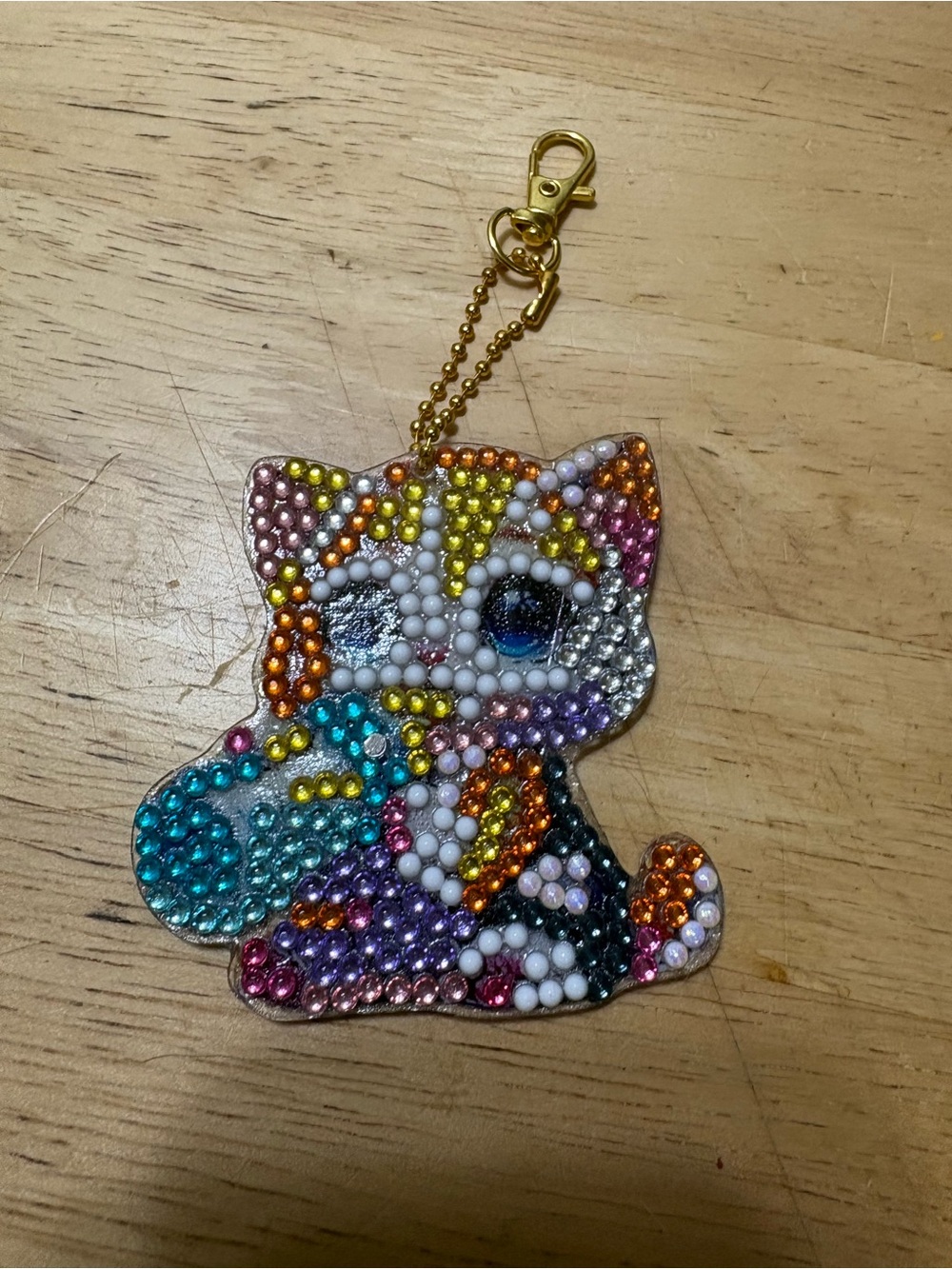 Handmade Bejeweled Cat Keychain - Multicolor - Picture 2 of 2
